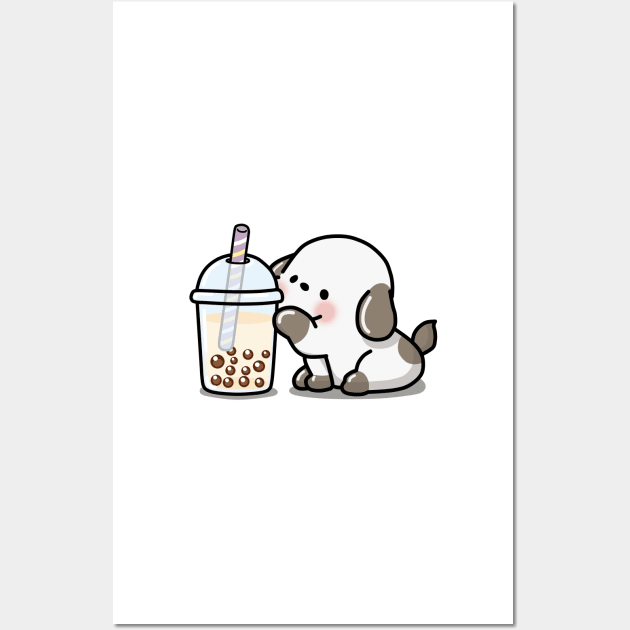 Little Puppy Loves Boba Tea! Wall Art by SirBobalot